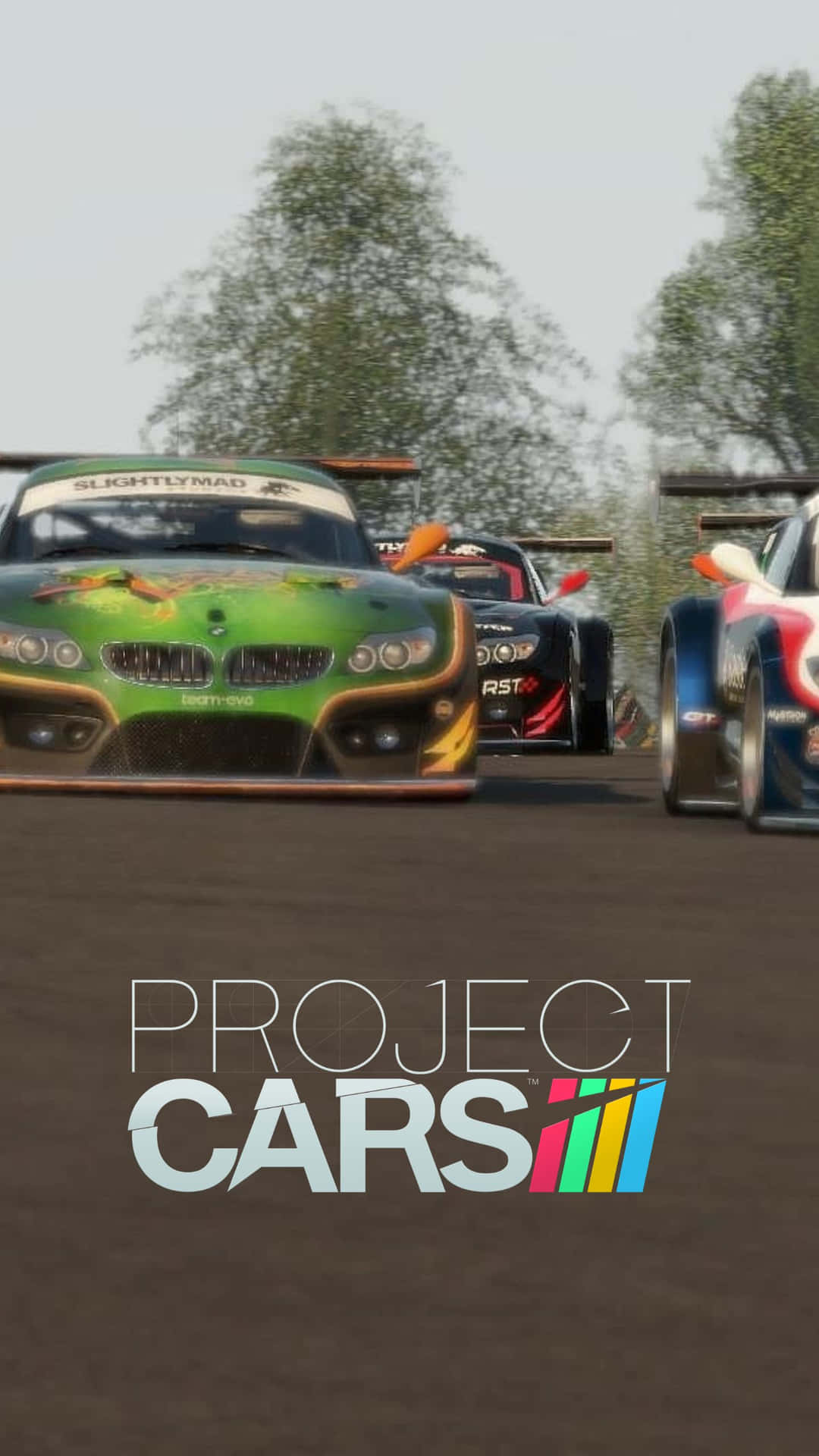A custom Project Cars game loading screen on an Android mobile device.