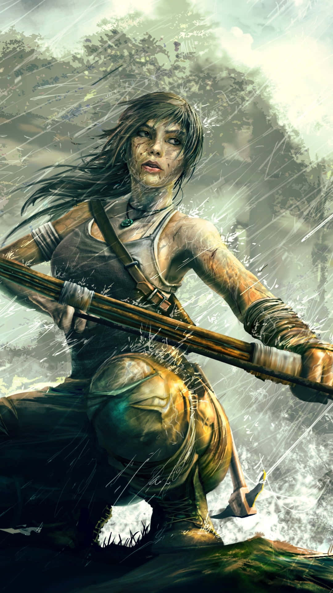 Fondode Pantalla De Android De Rise Of The Tomb Raider Con Lluvia.