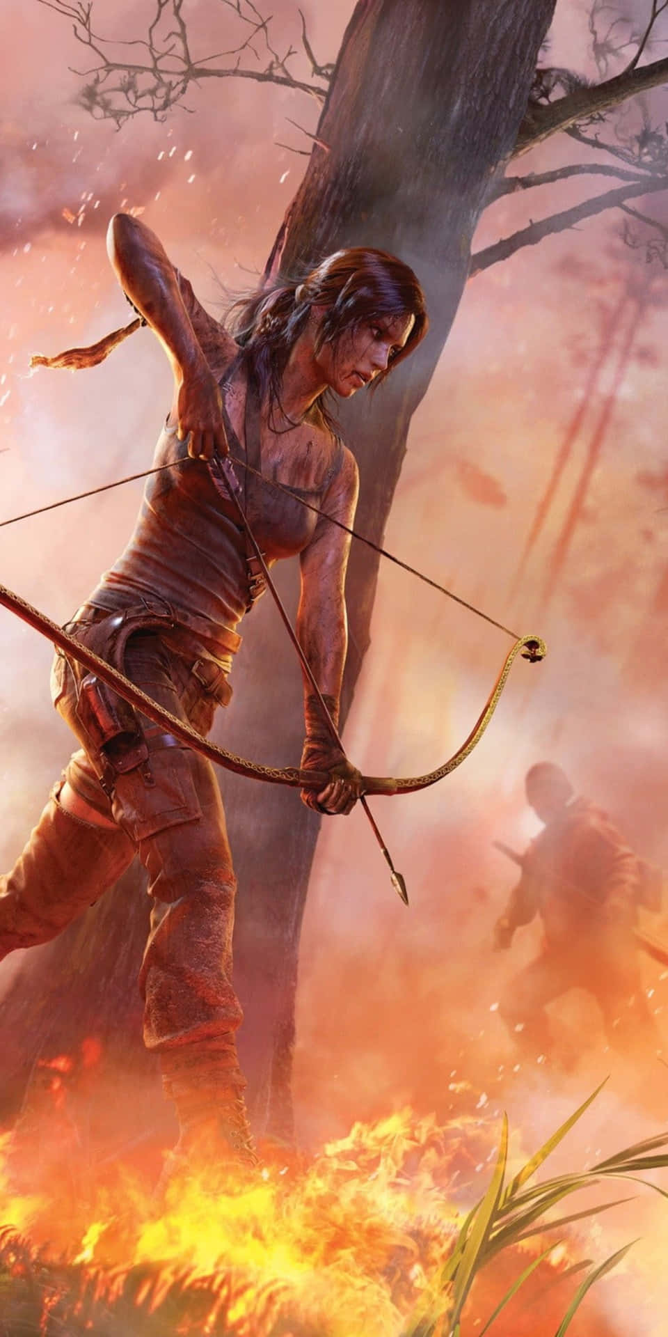 Android Rise Of The Tomb Raider Baggrund Ild 1600x2560