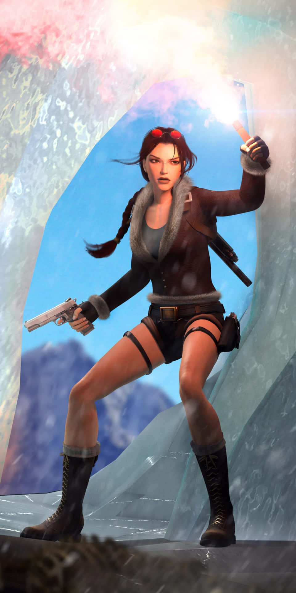 Android Stigning Af Tomb Raider Baggrund Lampelys