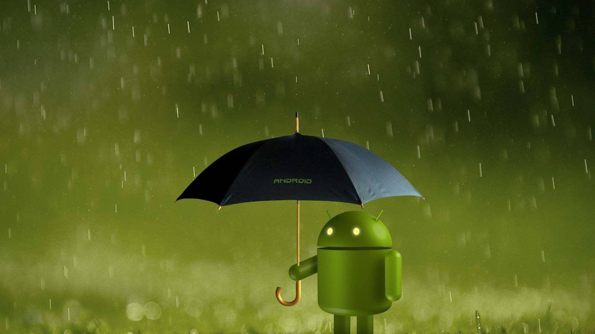 Android Robot In Rain