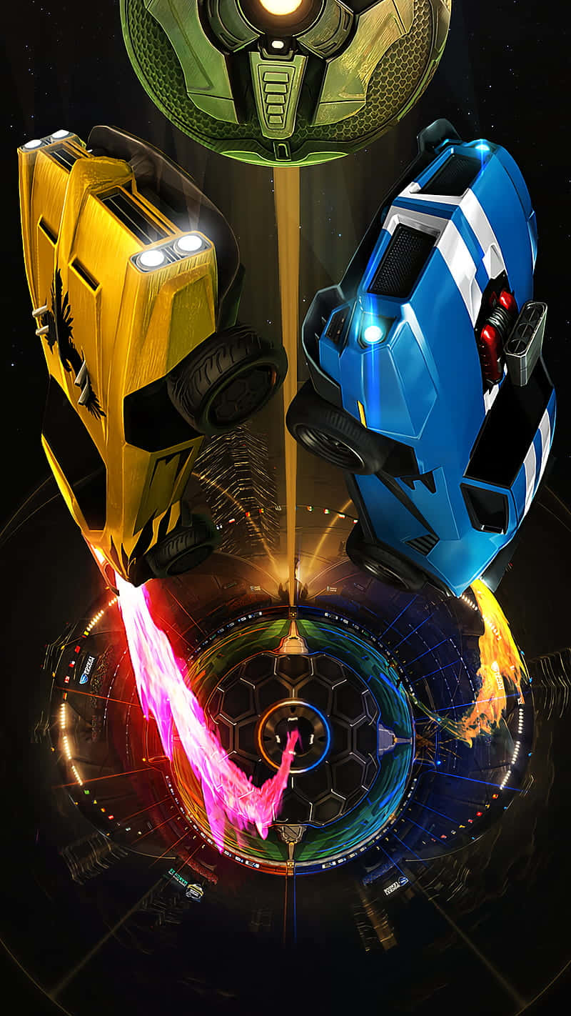 Android Rocket League Yellow And Blue Car Background