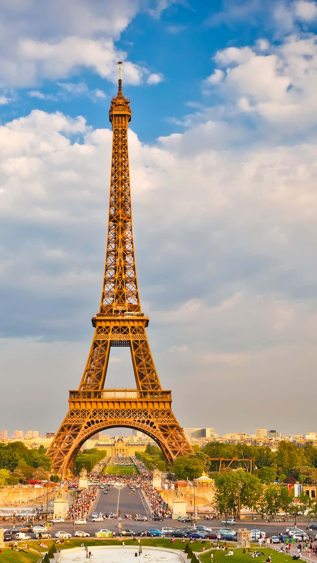 Golden Hour At The Eiffel Tower Android Travel Background