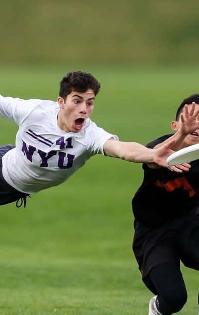 Funny Reaction Male Athletes During Android Ultimate Frisbee Background