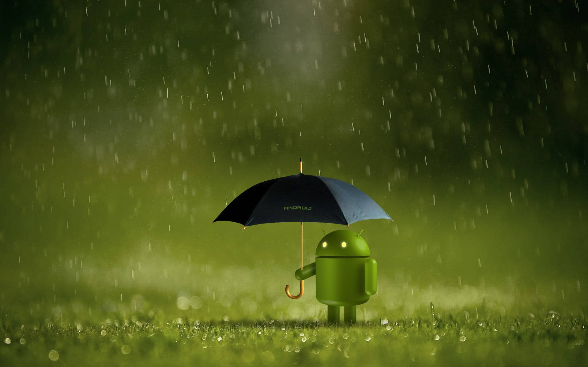 Android Under Blue Umbrella Most Beautiful Rain Wallpaper