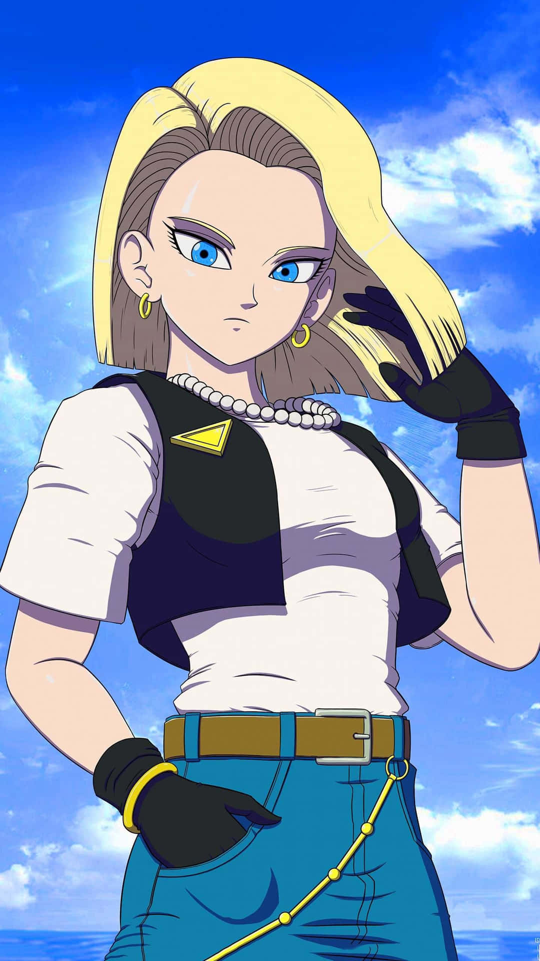 Android18 Zelfverzekerde Houding Achtergrond