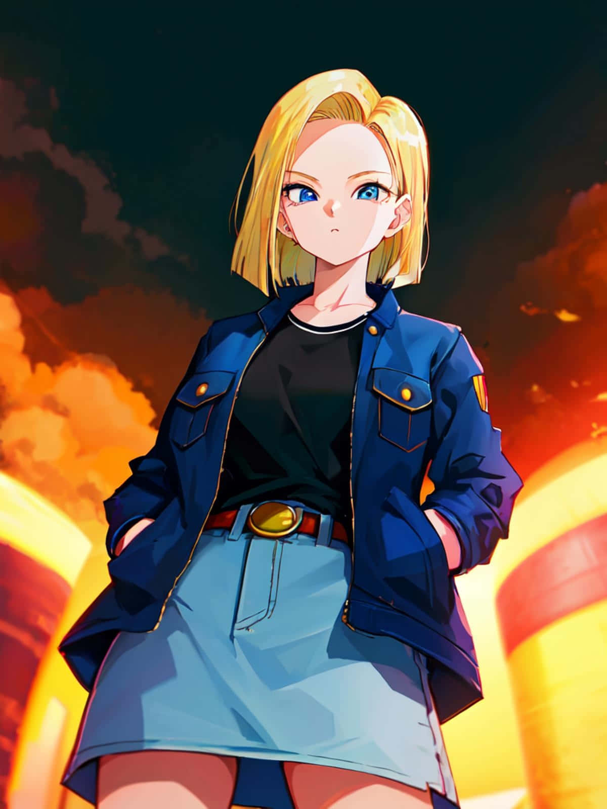 Android18 Standing Confidently Wallpaper