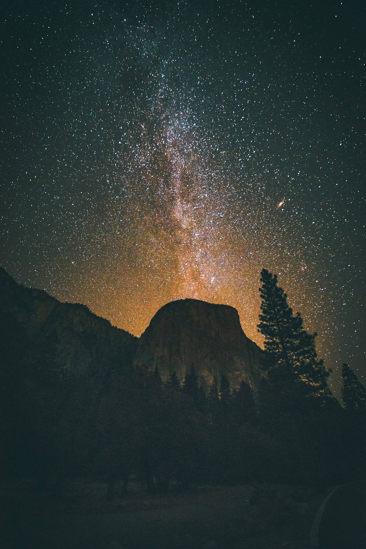Andromeda Galaxy And Mountain Wallpaper