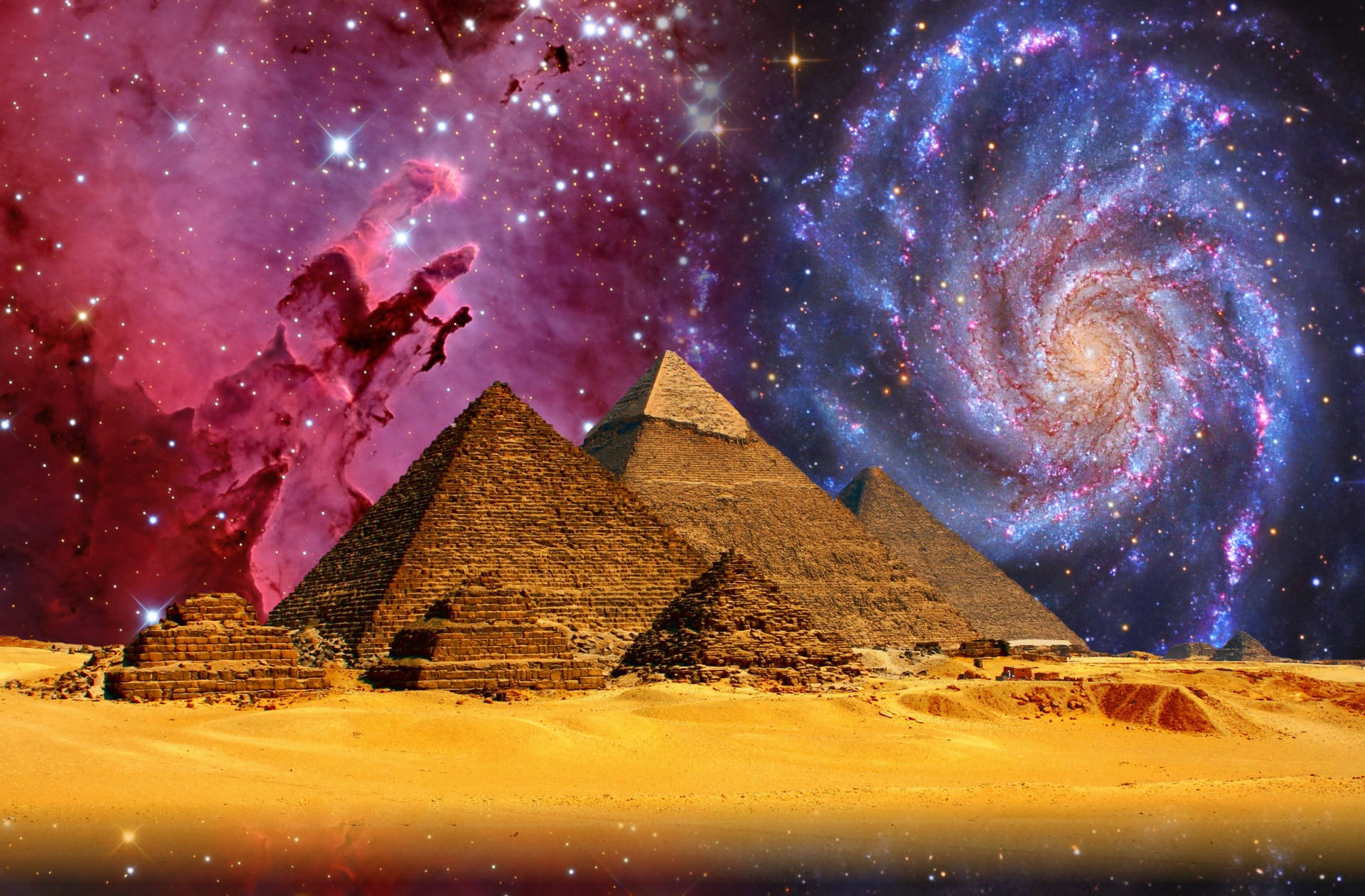 Andromeda Galaxy Over An Egyptian Pyramid Wallpaper