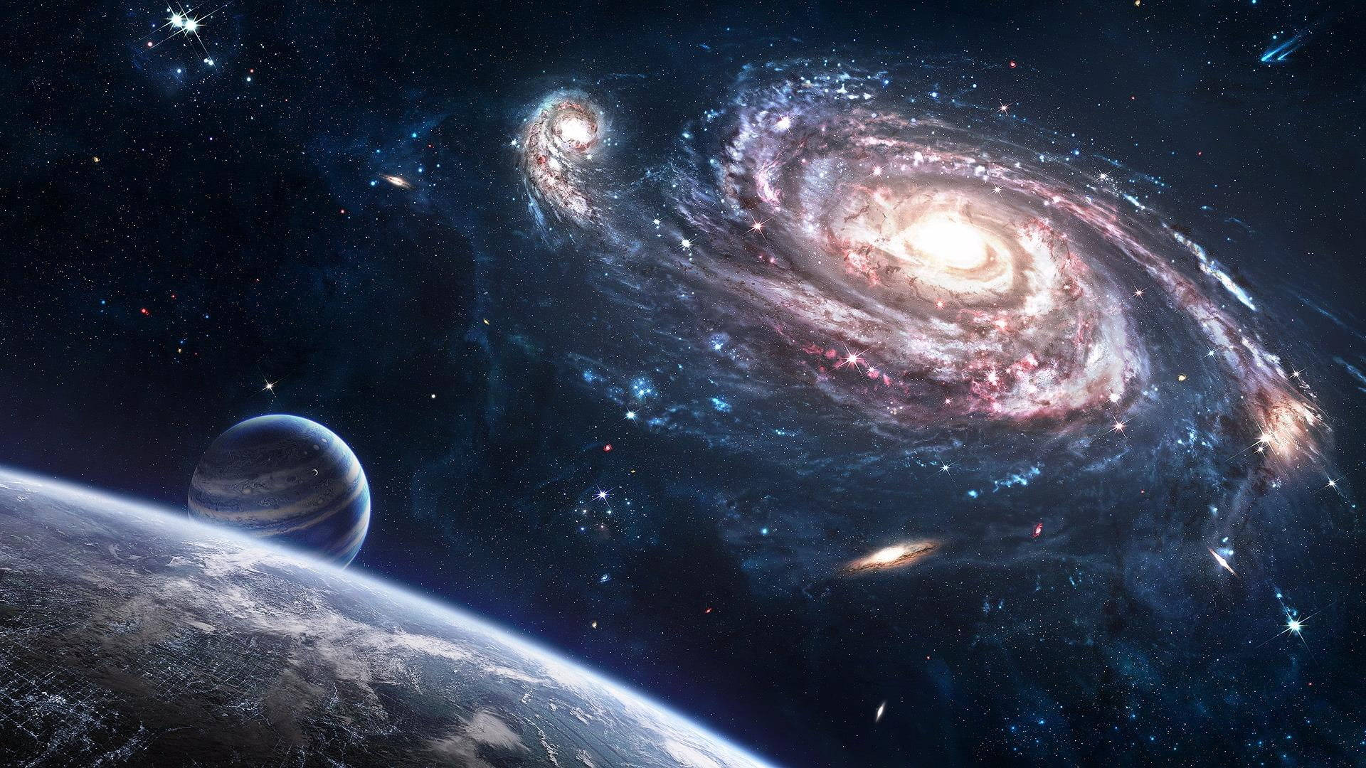 Andromeda Galaxy With Planets Wallpaper