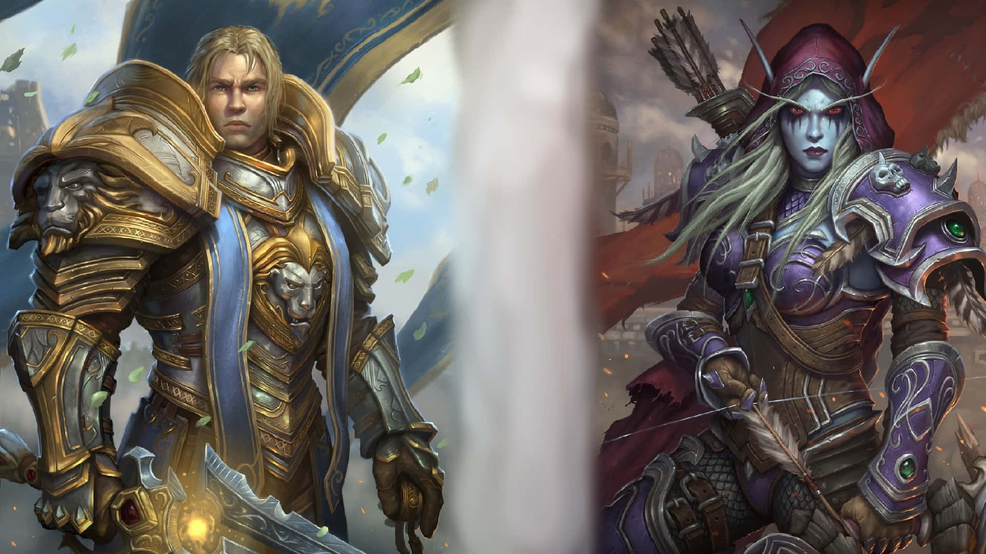 Anduin Og Sylvanas Fantasi Kunstverk Bakgrunnsbildet