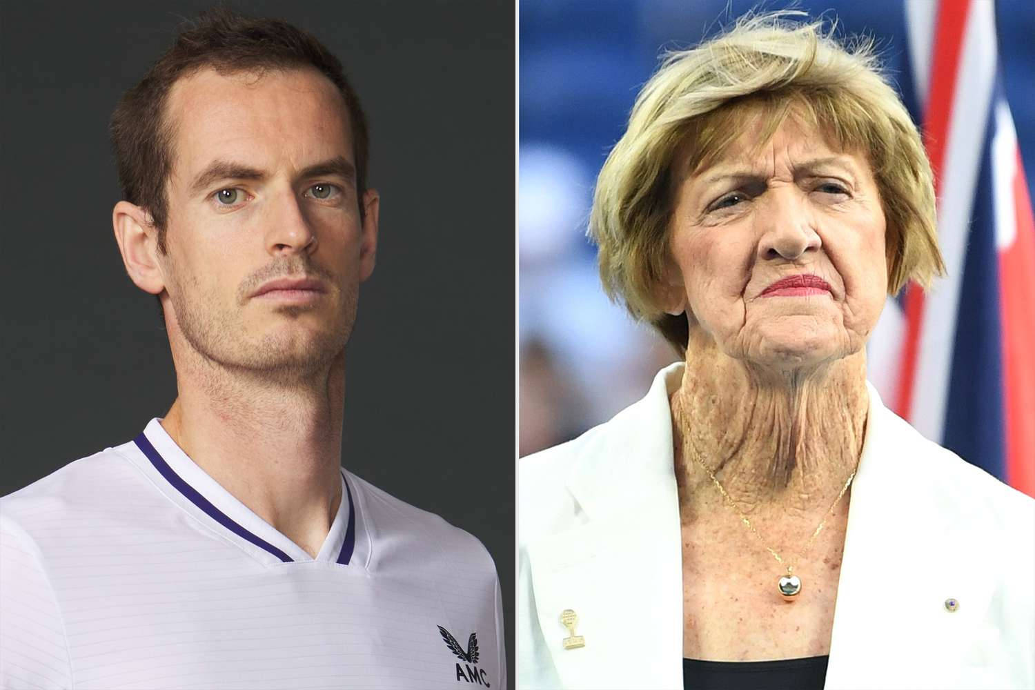 Leggendedel Tennis Andy Murray E Margaret Court In Un Momento Spontaneo Sfondo
