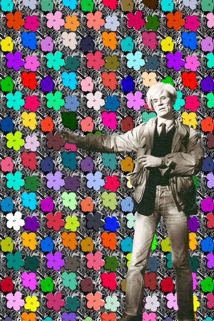 Andy Warhol With Flowers Wallpaper