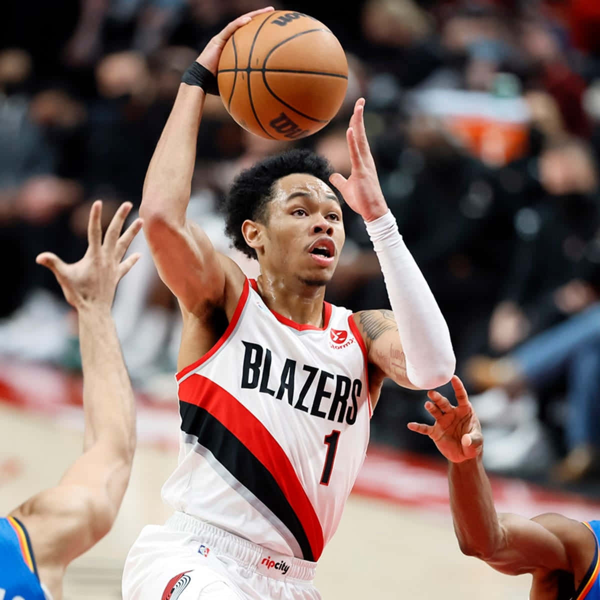 Anfernee Simons Portland Blazers Basketball Actie Achtergrond