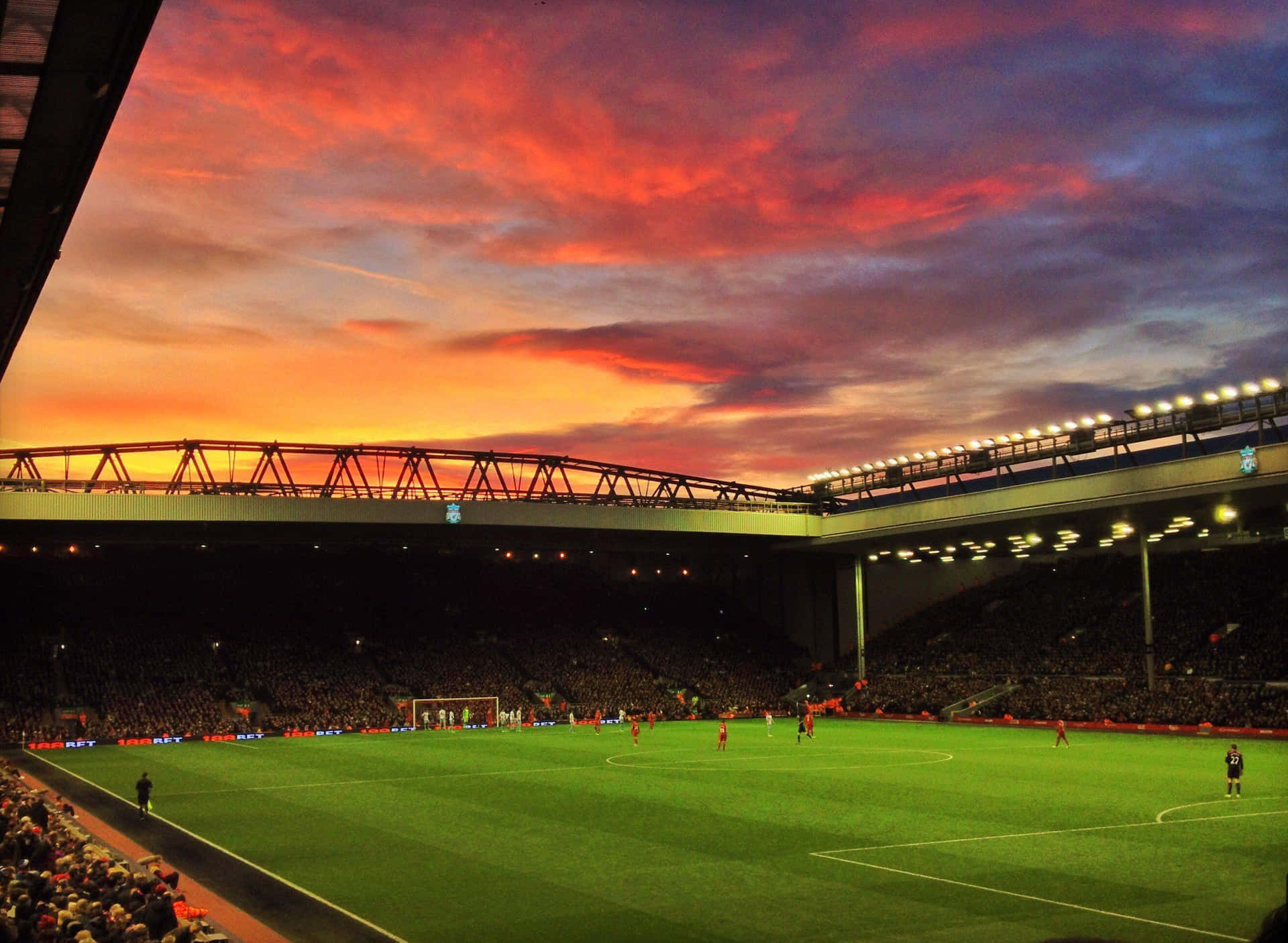 Anfield Stadium Sunset Match Wallpaper