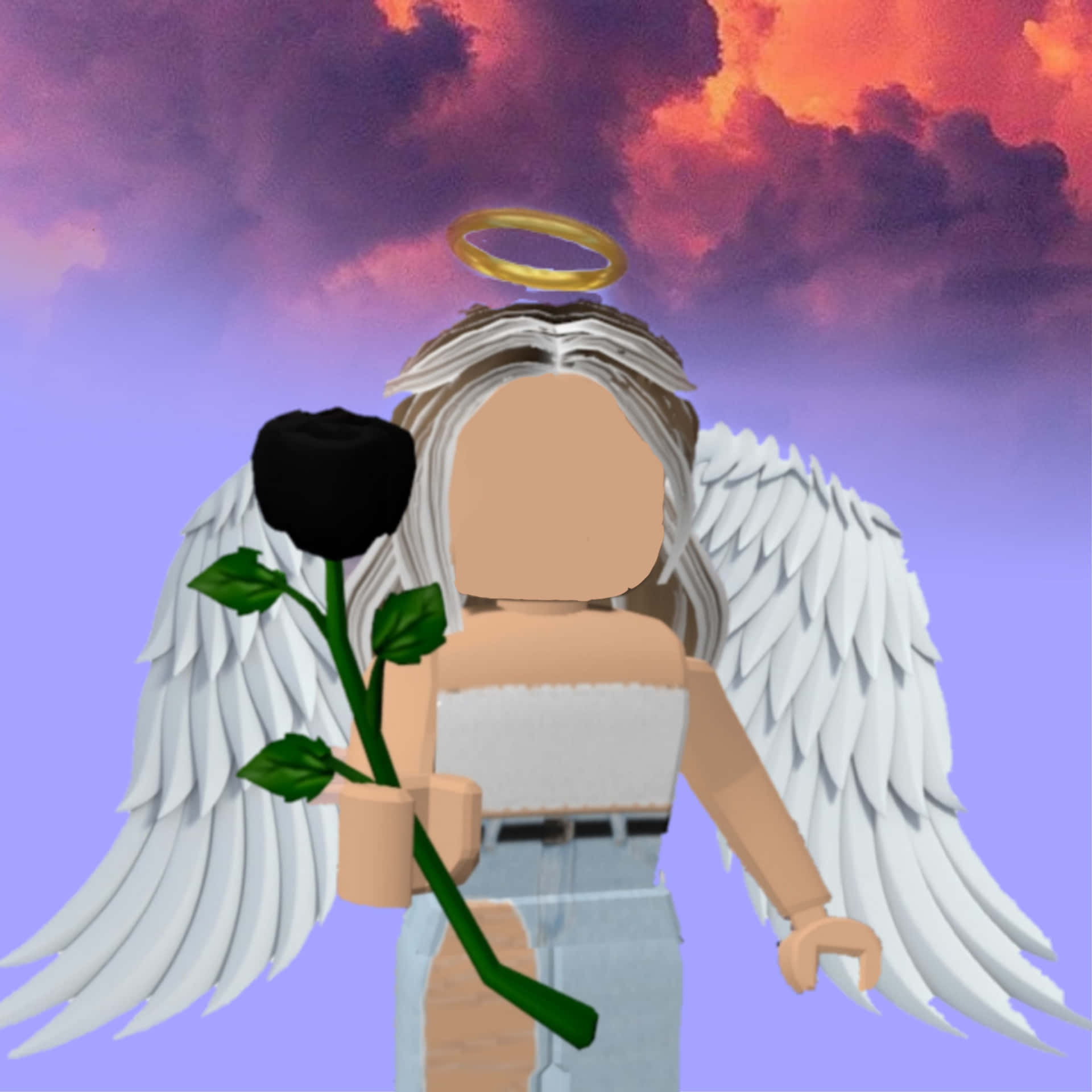 Angel Avatar Holding Black Rose Wallpaper