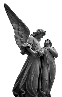 Angel_ Comforting_ Woman_ Sculpture PNG