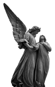 Angel Consoling Human Sculpture PNG