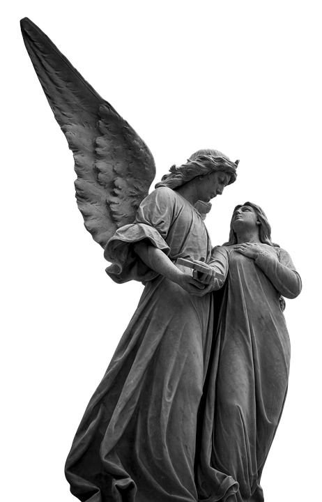 Angel Consoling Human Statue PNG