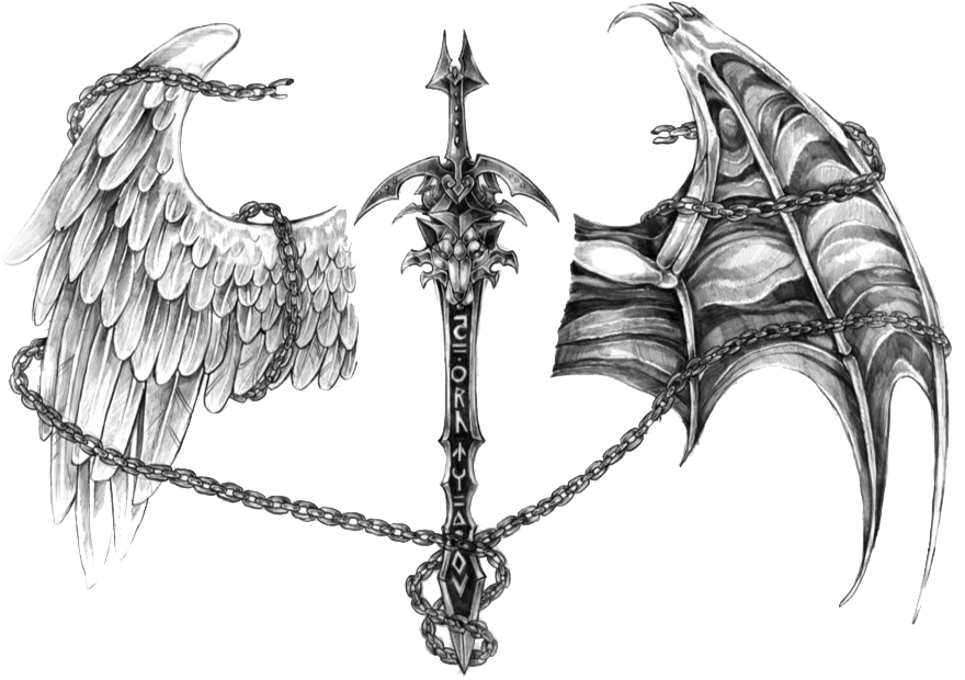 Angel Demon Wing Tattoo Design PNG