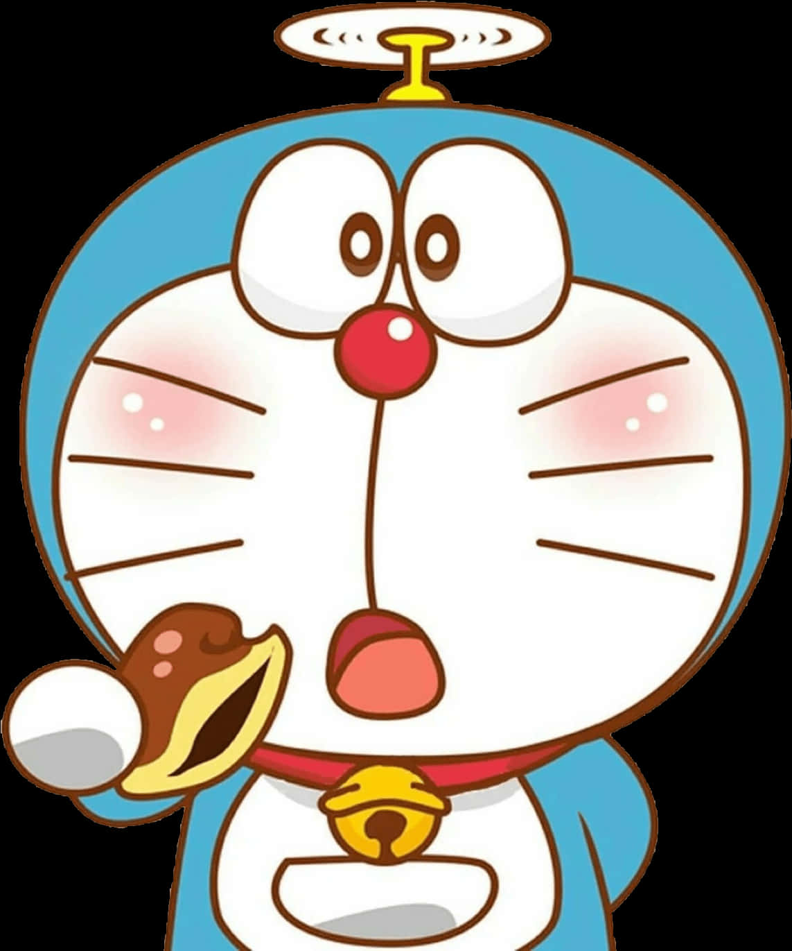 Angel Doraemon Eating Dorayaki PNG
