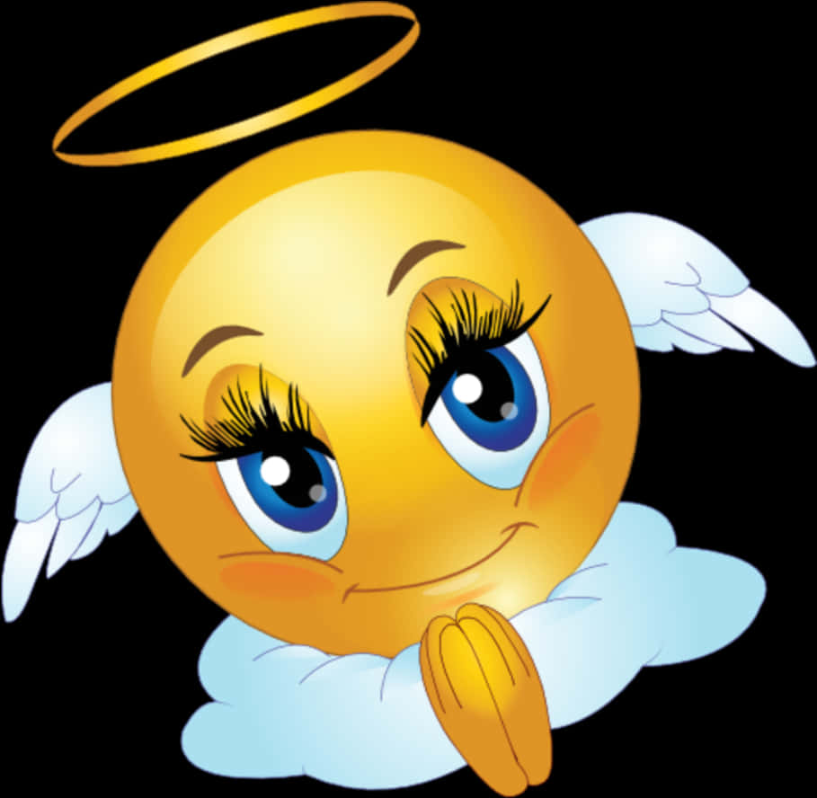 Angel_ Emoji_with_ Halo_and_ Wings PNG