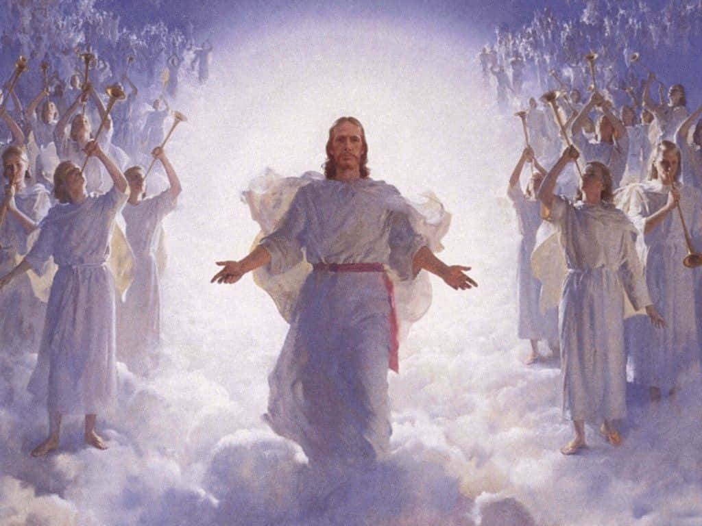 Jesus With Angels Heaven Background