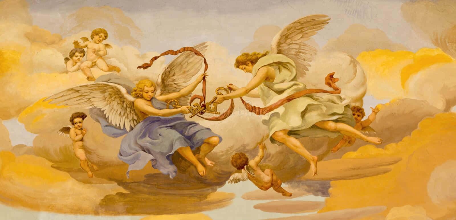 Fresco Of Angels Heaven Background