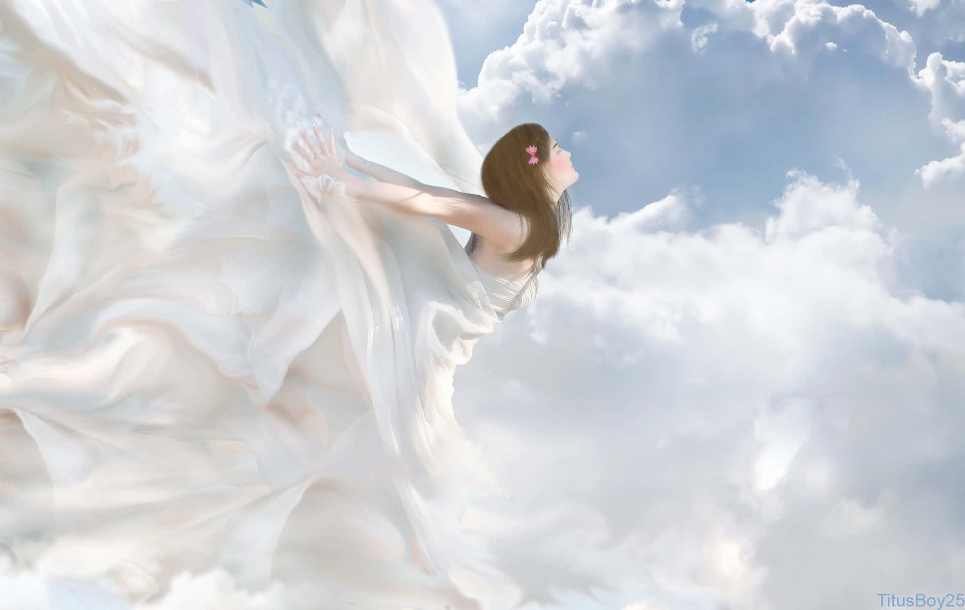Angel Heaven Background In Clouds Background