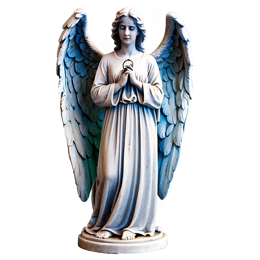 Angel Holding Cross Statue Png 06202024 PNG