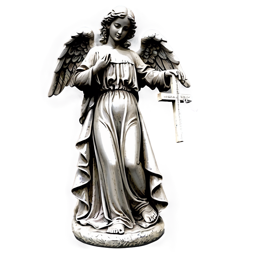 Angel Holding Cross Statue Png 24 PNG