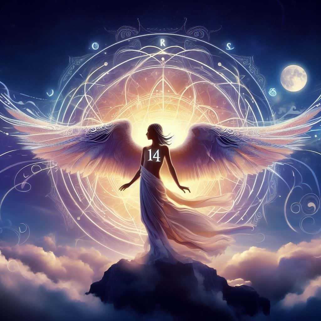 Angel Number14_ Spiritual Awakening Art Wallpaper