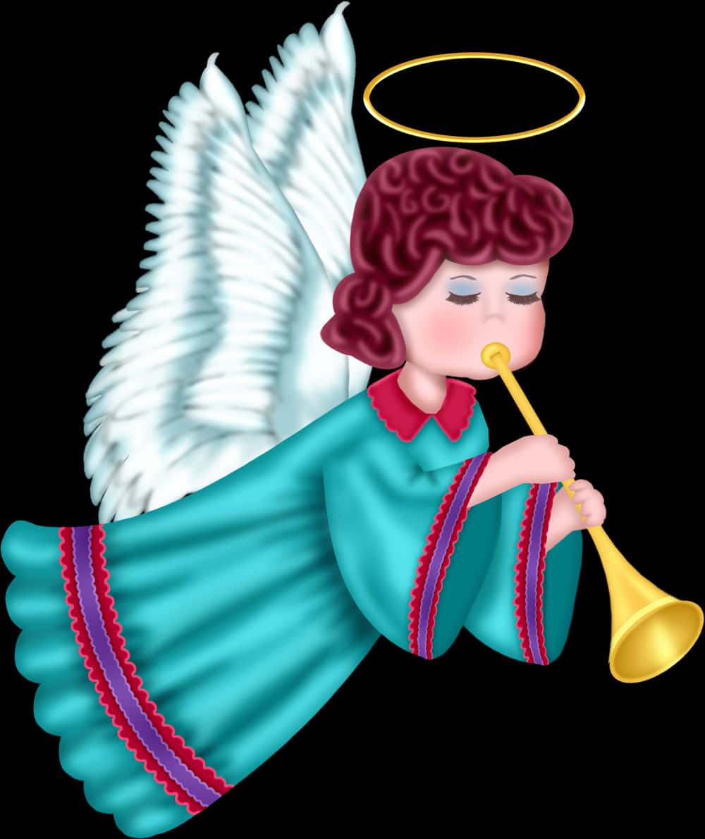 Angel Playing Trumpet Illustration PNG