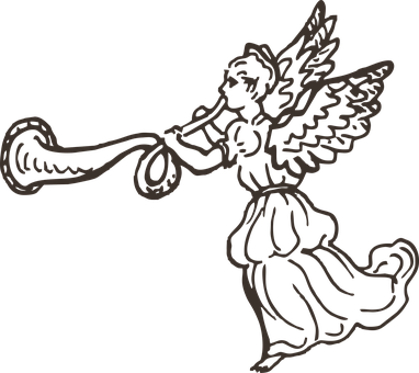 Angel Playing Trumpet Silhouette PNG