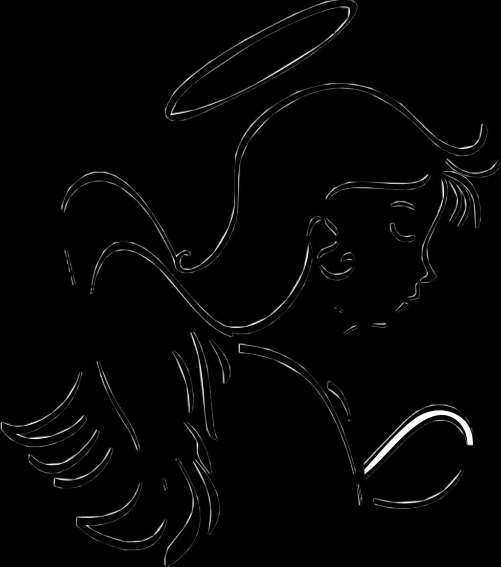 Angel Silhouettewith Halo PNG