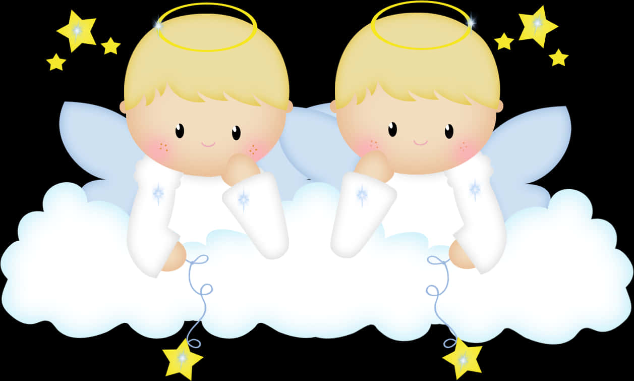 Angel Twins Baptism Celebration PNG