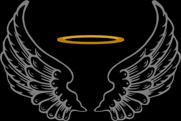 Angel Wingsand Halo Graphic PNG