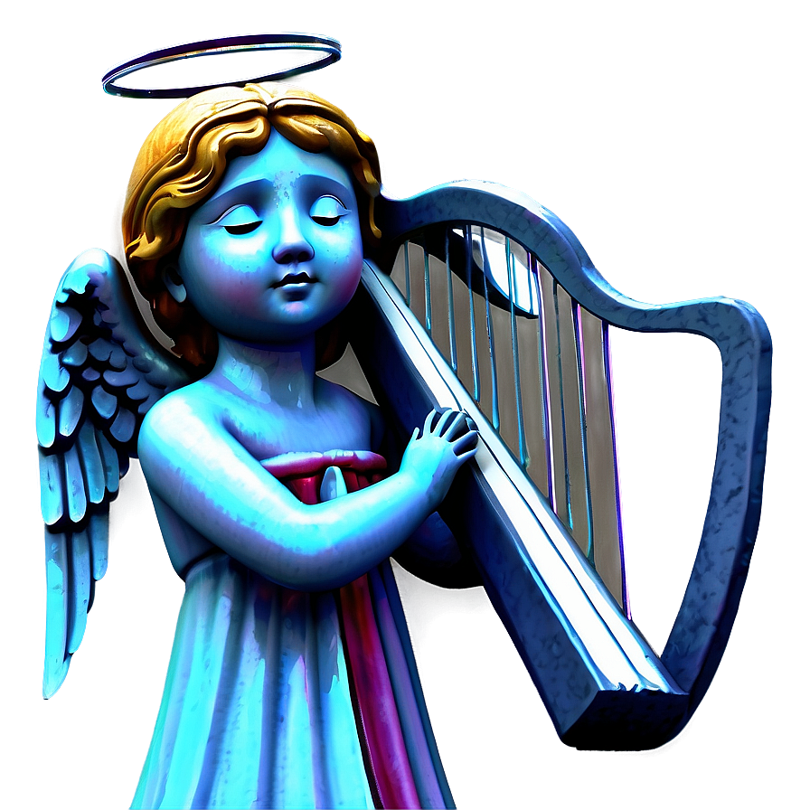 Angel With Harp Figure Png 06202024 PNG