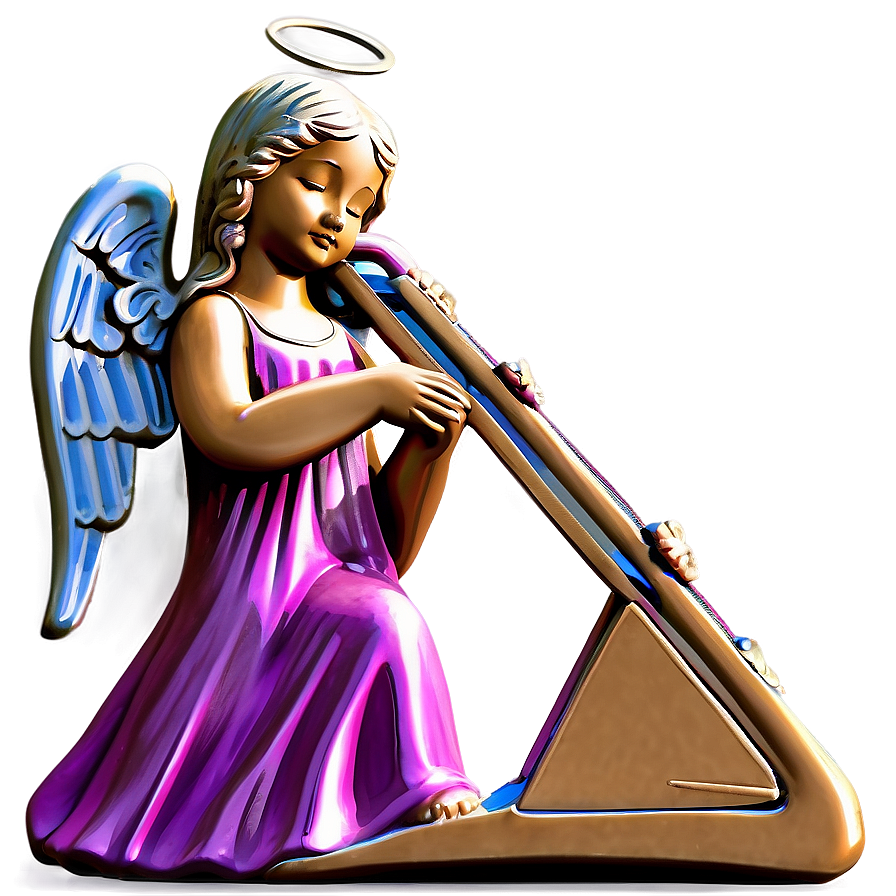 Angel With Harp Figure Png 06202024 PNG