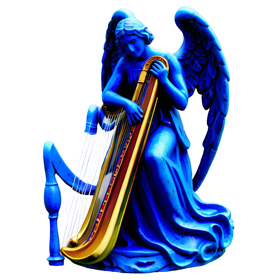 Angel With Harp Figure Png Igg PNG