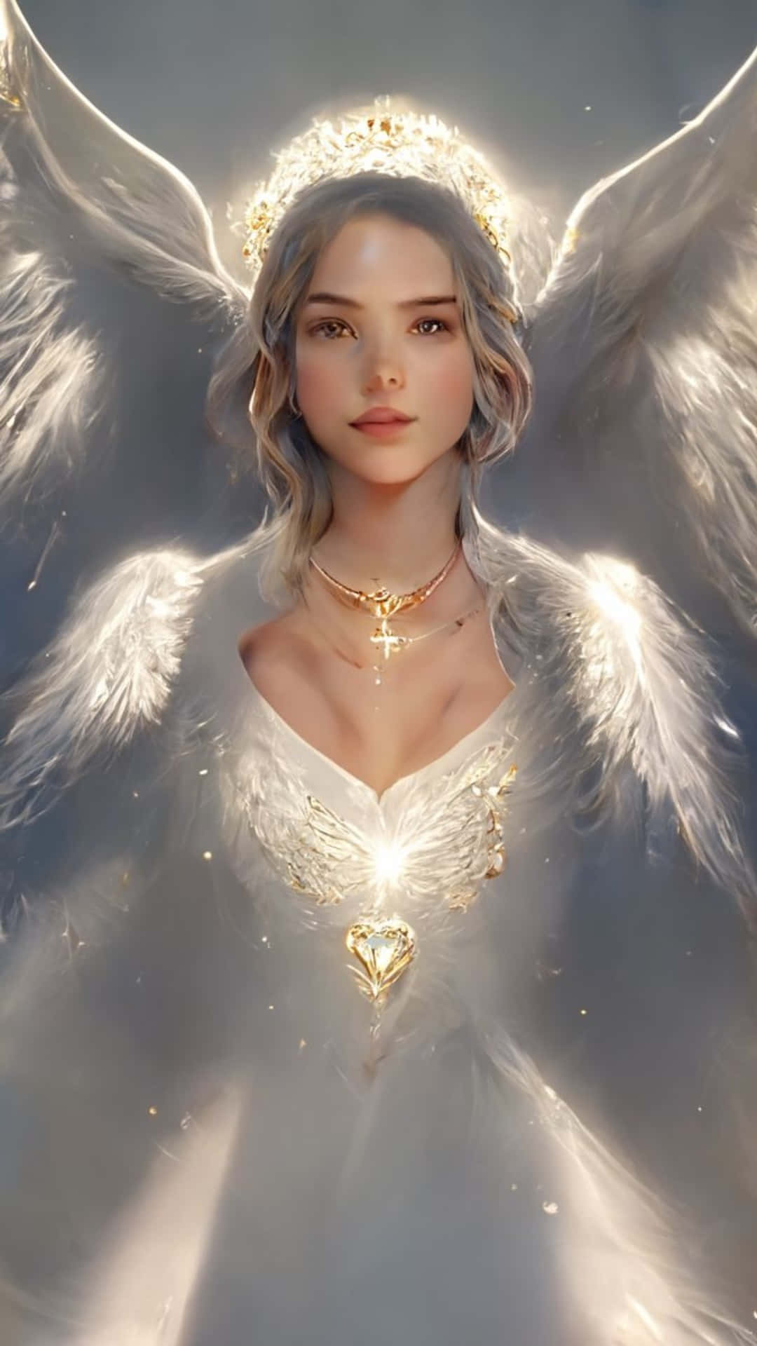A Serene Angelic Figure with Majestic Wings Wallpaper