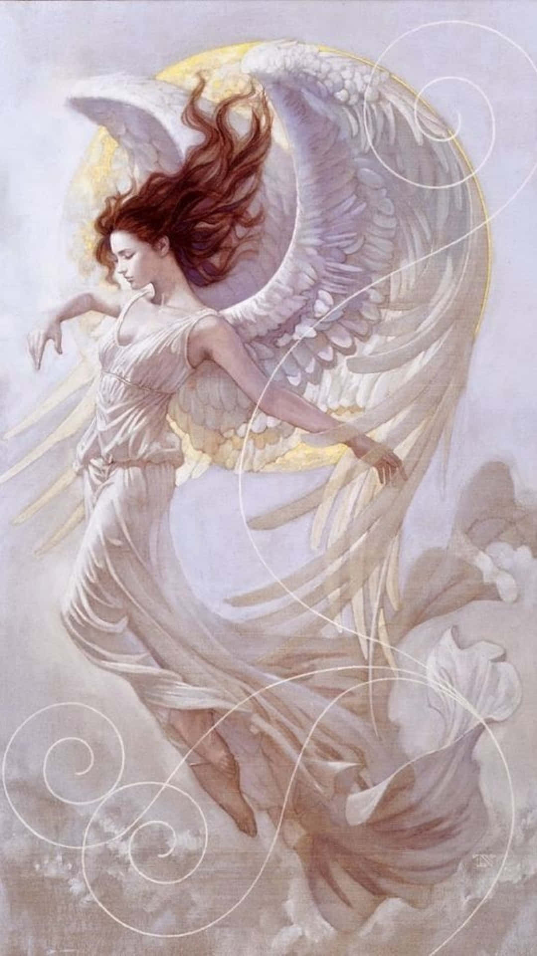 Serene Angel in Divine Light Wallpaper
