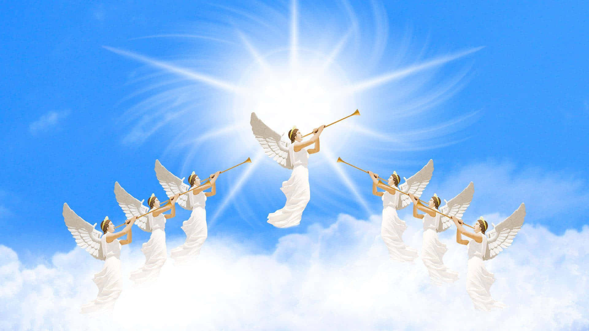 Serene Angelic Presence in a Dreamy Landscape Wallpaper