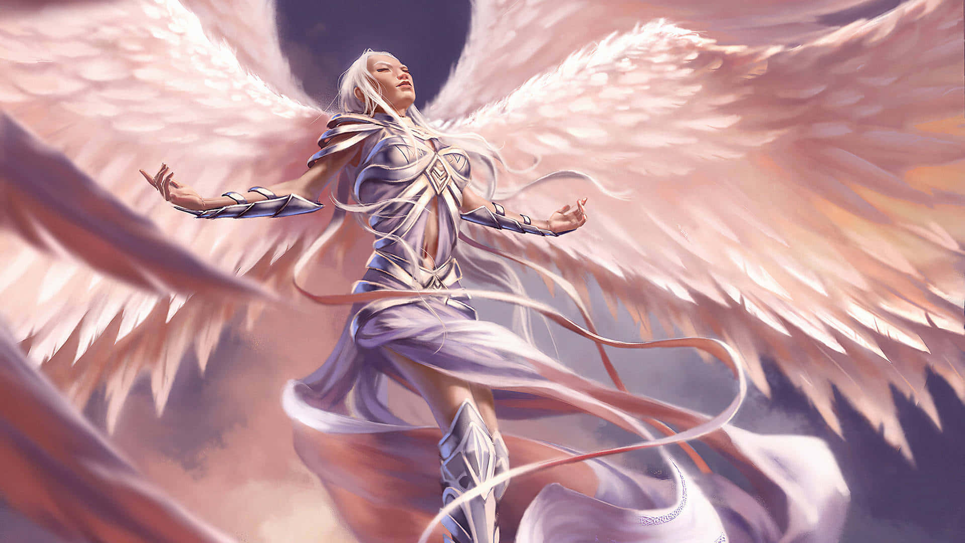 Serene angel above the clouds Wallpaper