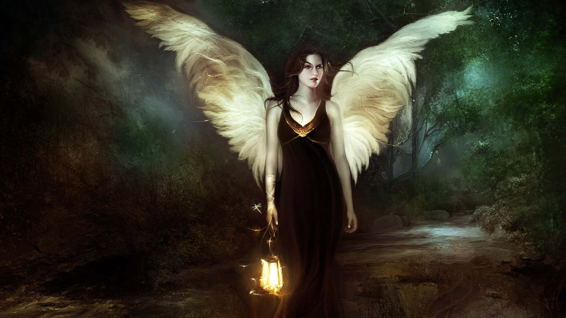 Heavenly Angelic Figure in Ethereal Light Wallpaper