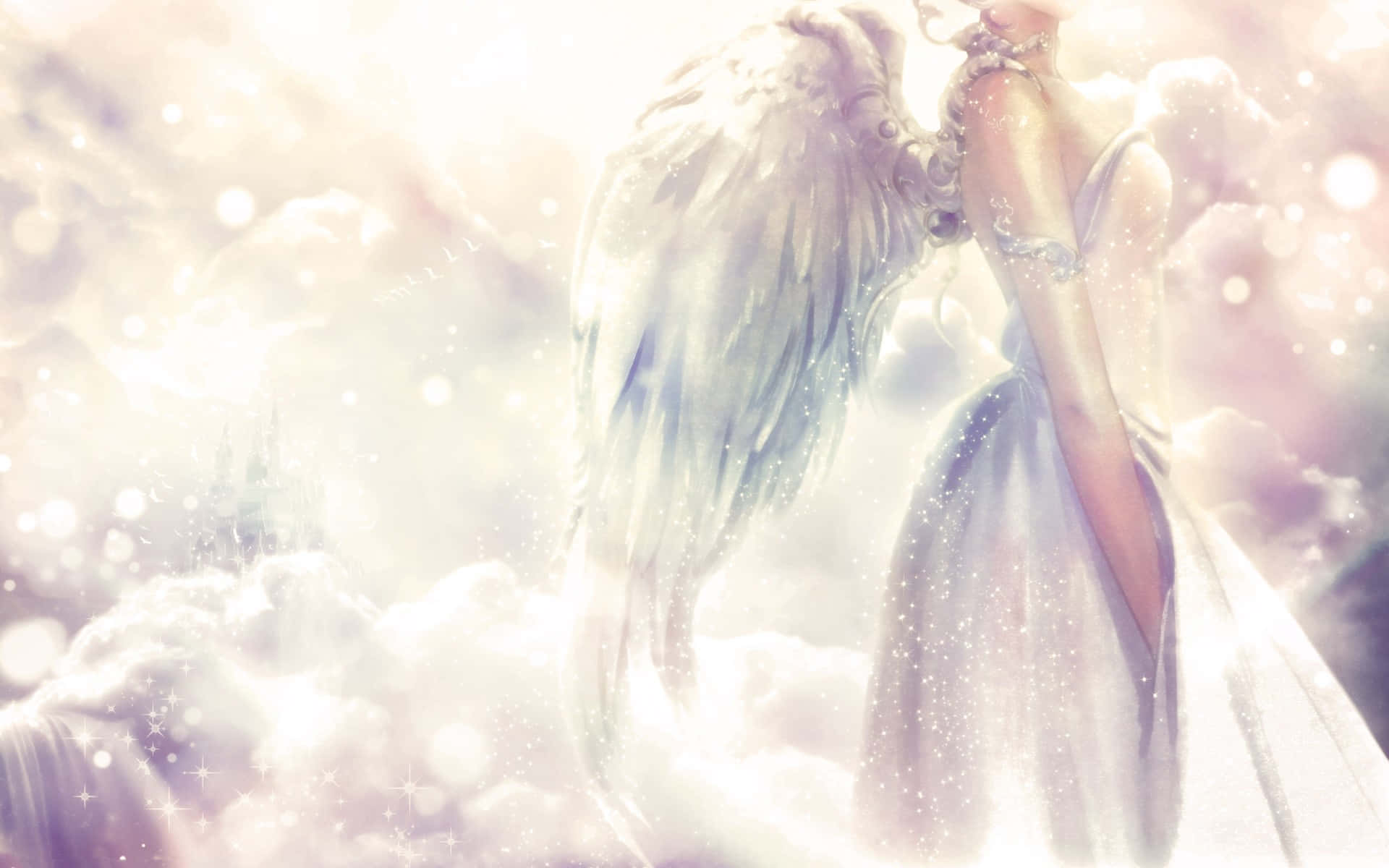 Serene Angelic Figure in a Mystical Setting Wallpaper
