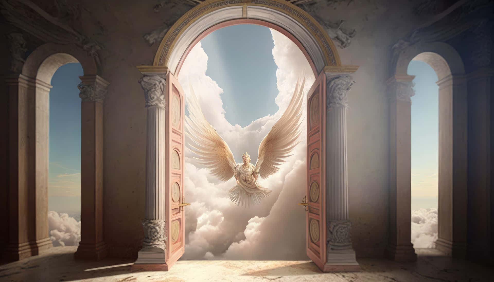 Captivating Angel in Heavenly Light Wallpaper