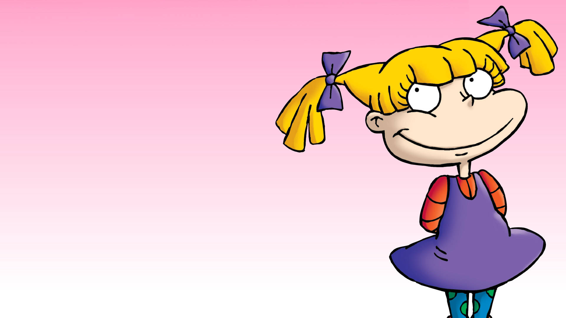 Angelica Pickles gleaming in a light pink background. Wallpaper
