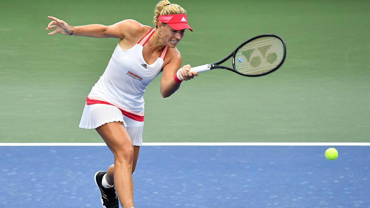 Angelique Kerber Hitting The Ball Accurately Wallpaper
