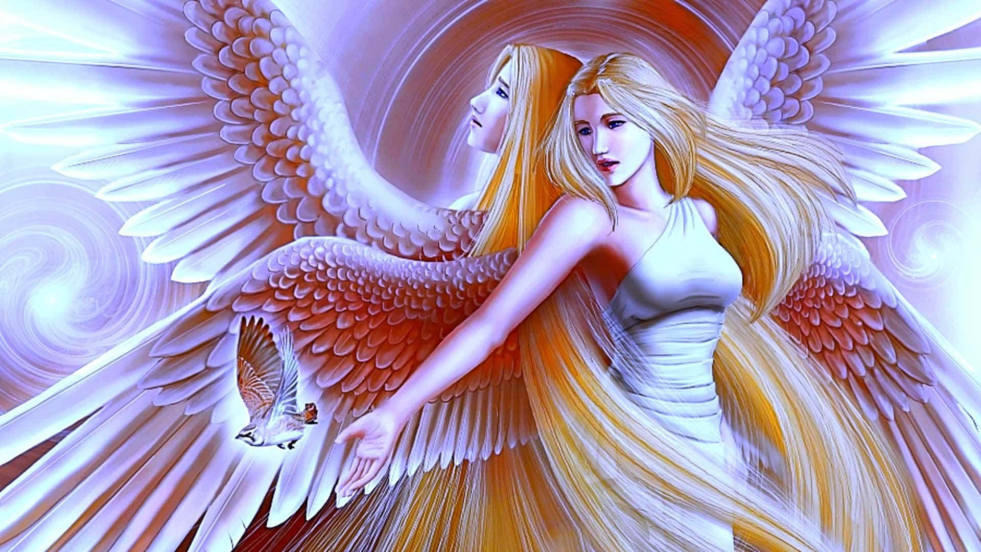 In heavenly spirit, angelic beings inspired by faith and divine intuition